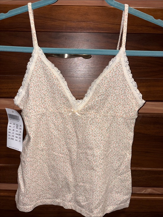 Brandy Melville Tops - Brandy Melville NWT Cream and Pink Floral Lace-Trim Camisole